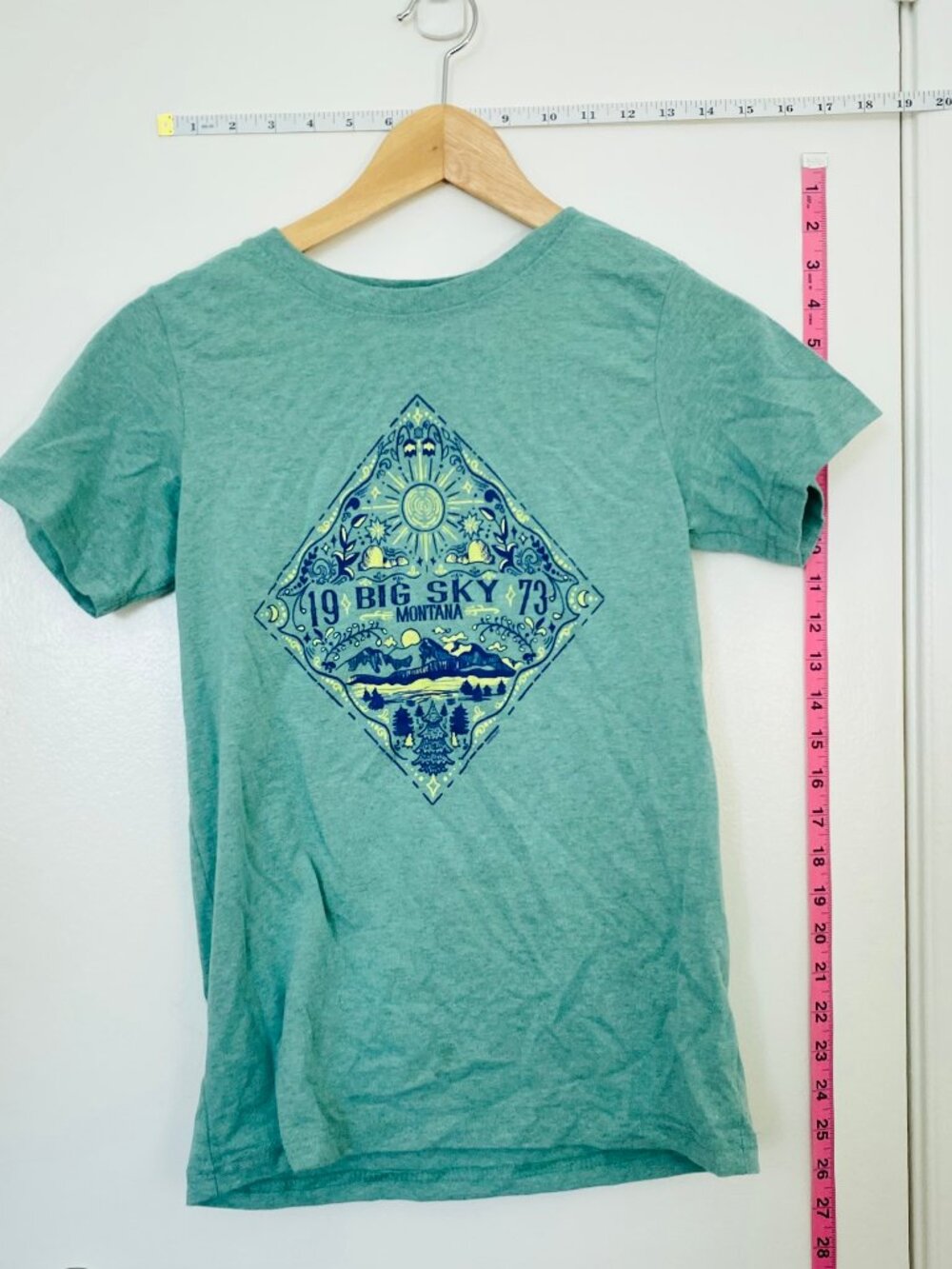 Teal Green Big Sky Montana Diamond Graphic Crewneck T-Shirt